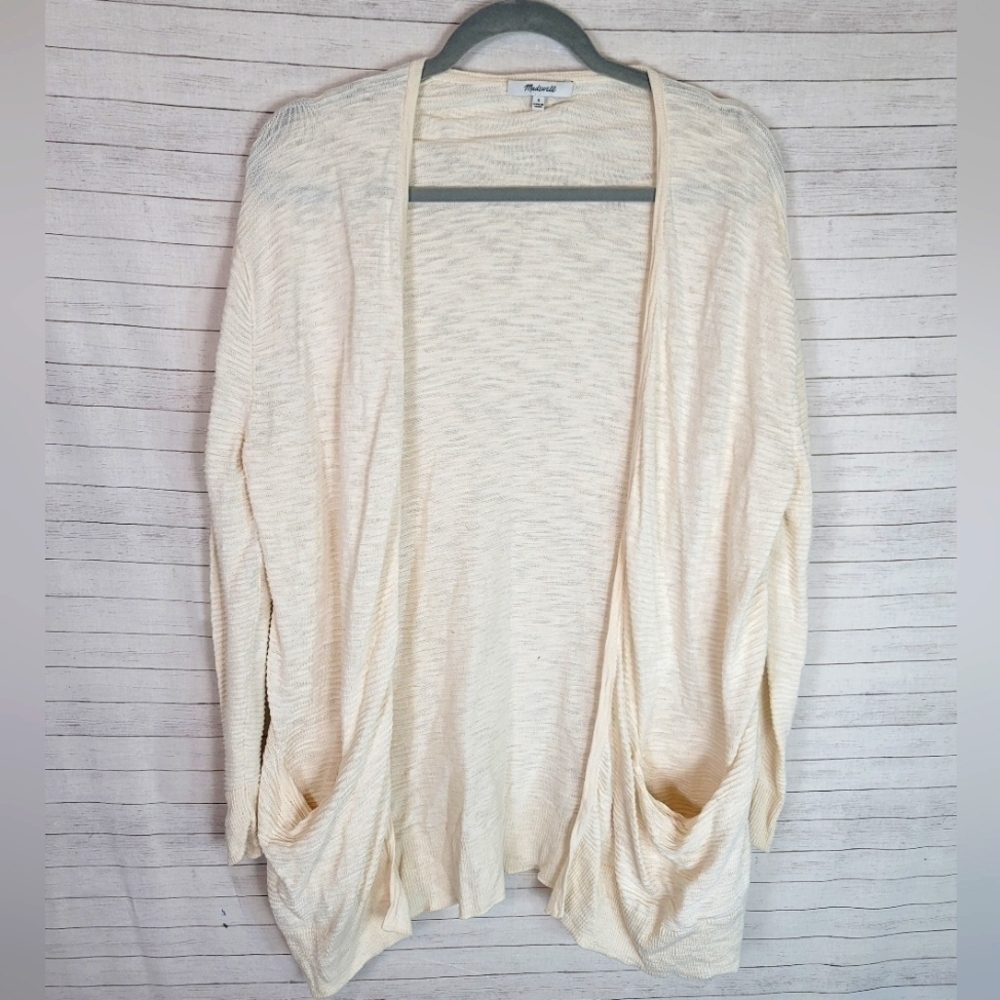 MADEWELL Summer Ryder Cardigan Sweater in Stripe, sz Small
